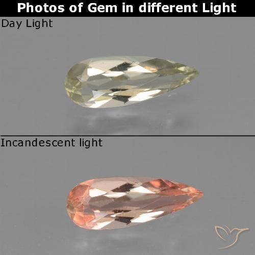 0.70ct Natürlicher Sehr helles Gelb Farbwechselnder Diaspor, Birnenform, VVS-VS