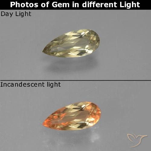 0.90ct Natürlicher Sanftes Gelb Farbwechselnder Diaspor, Birnenform, VVS-VS
