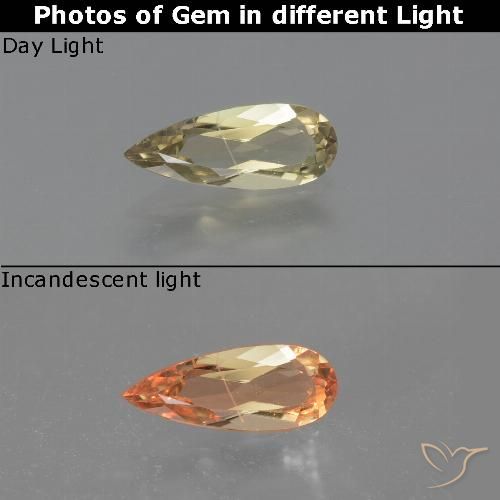 0.92ct Natürlicher hellgelb Farbwechselnder Diaspor, Birnenform, VS