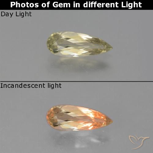 1.00ct Natürlicher Blasses Gelb Farbwechselnder Diaspor, Birnenform, VS
