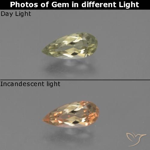 0.96ct Natürlicher hellgelb Farbwechselnder Diaspor, Birnenform, VS