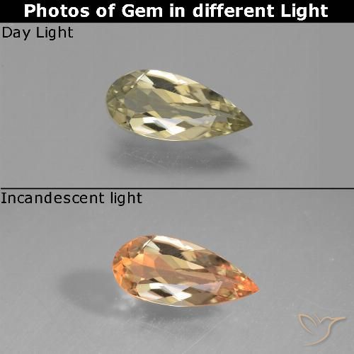9,17 ctw natürlicher Blasses Gelb Farbwechselnder Diaspor, Birnenform, VS