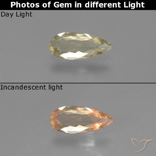 0.77ct Natürlicher Blasses Gelb Farbwechselnder Diaspor, Birnenform, VS