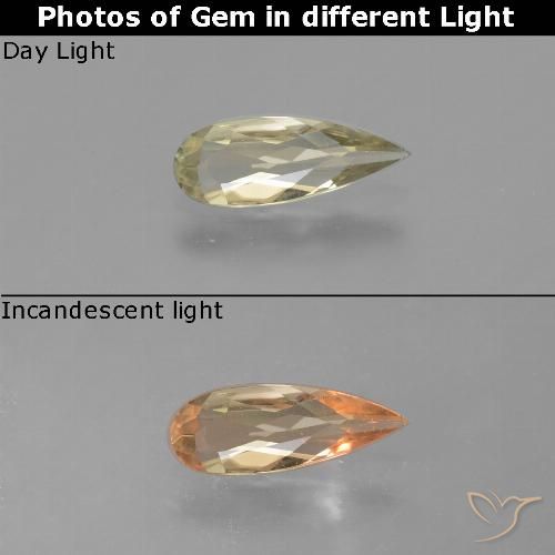 0.81ct Natürlicher hellgelb Farbwechselnder Diaspor, Birnenform, VS