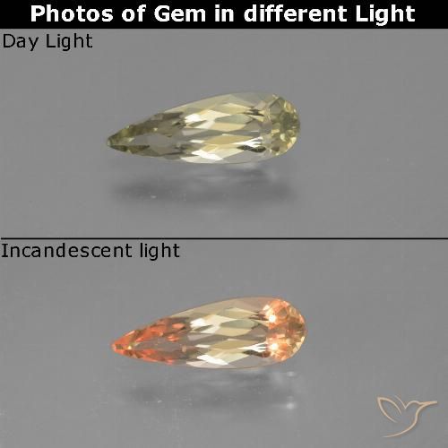 0.83ct Natürlicher Blasses Gelb Farbwechselnder Diaspor, Birnenform, VVS-VS