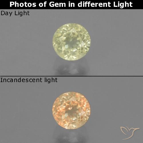 9,17 ctw natürlicher hellgelb Farbwechselnder Diaspor, Rund Schliff, VS