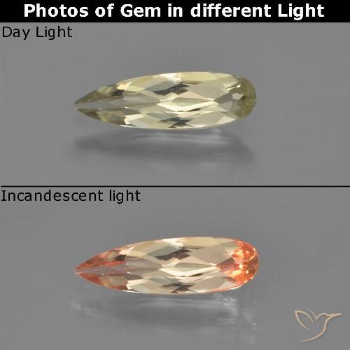 0.76ct Natürlicher hellgelb Farbwechselnder Diaspor, Birnenform, VVS-VS