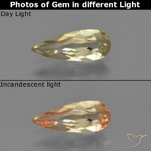 0.66ct Natürlicher hellgelb Farbwechselnder Diaspor, Birnenform, VVS-VS