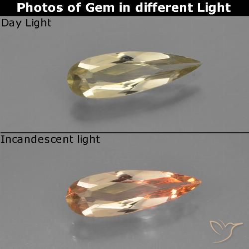 0.84ct Natürlicher Warmes Gelb Farbwechselnder Diaspor, Birnenform, VVS-VS
