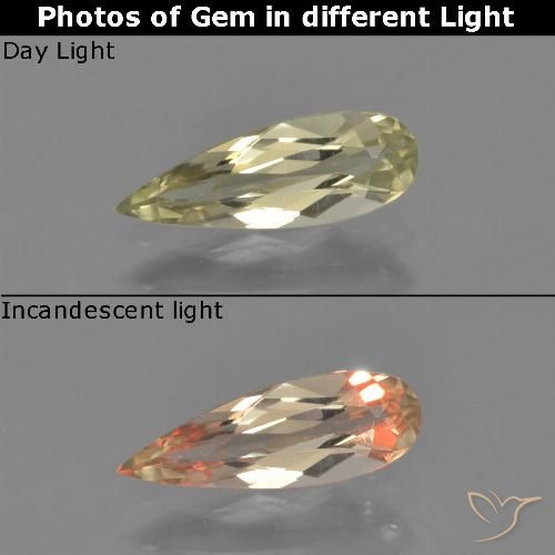 0.68ct Natürlicher Blasses Gelb Farbwechselnder Diaspor, Birnenform, VVS-VS