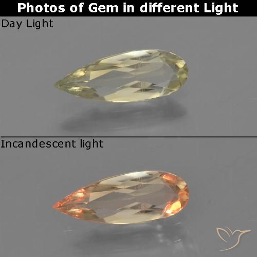 0.80ct Natürlicher Blasses Gelb Farbwechselnder Diaspor, Birnenform, VVS-VS