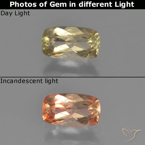0.77ct Natürlicher Sehr helles Gelb Farbwechselnder Diaspor, Kissen, VS