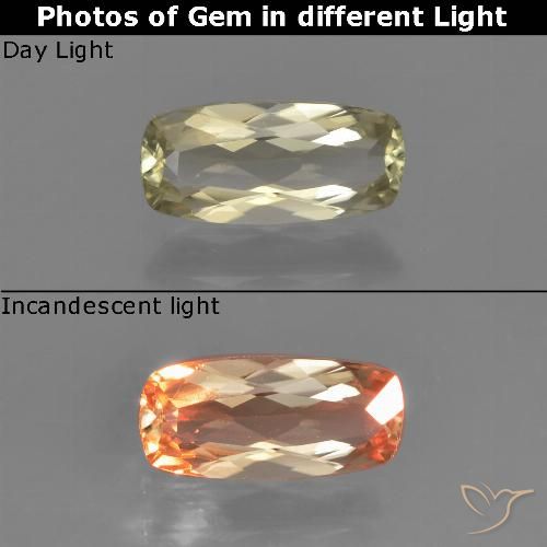 0.85ct Natürlicher Gelbes Beige Farbwechselnder Diaspor, Kissen, VVS-VS