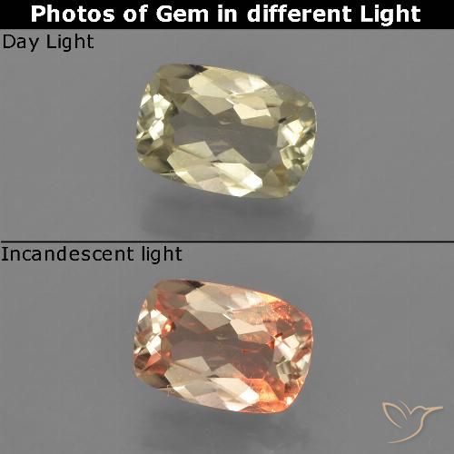 0.93ct Natürlicher Erdiges Gelb Farbwechselnder Diaspor, Kissen, VVS-VS