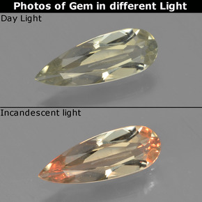 9,17 ctw natürlicher hellgelb Farbwechselnder Diaspor, Birnenform, VVS-VS