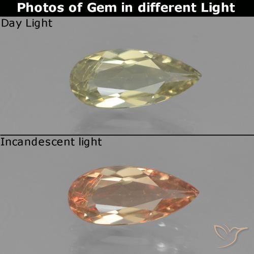 0.80ct Natürlicher Sehr blasses Gelb Farbwechselnder Diaspor, Birnenform, VS