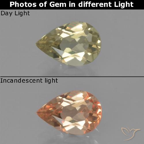 0.75ct Natürlicher Blasses Gelb Farbwechselnder Diaspor, Birnenform, VS