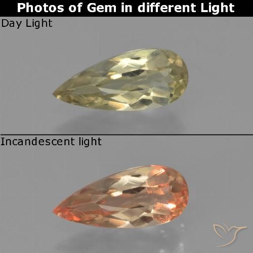 0.65ct Natürlicher hellgelb Farbwechselnder Diaspor, Birnenform, VVS