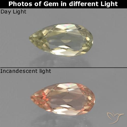 0.71ct Natürlicher hellgelb Farbwechselnder Diaspor, Birnenform, VVS