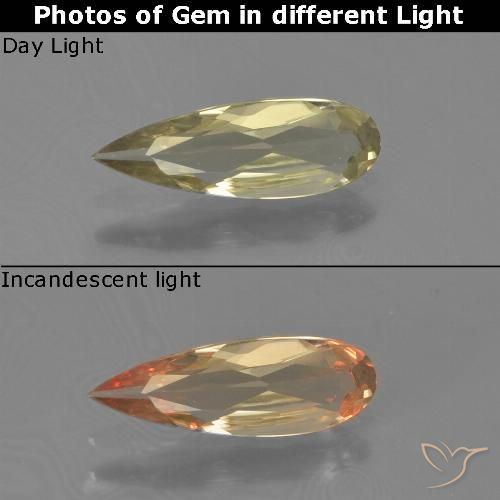 0.62ct Natürlicher Blasses Gelb Farbwechselnder Diaspor, Birnenform, VVS