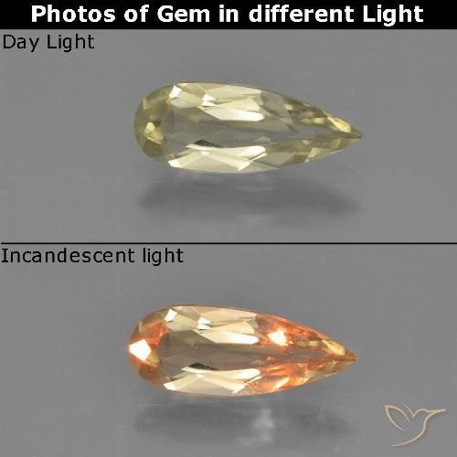 1.05ct Natürlicher hellgelb Farbwechselnder Diaspor, Birnenform, VVS-VS