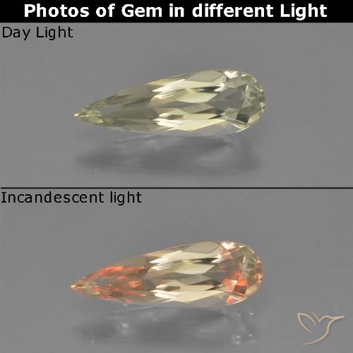 0.97ct Natürlicher Sehr blasses Gelb Farbwechselnder Diaspor, Birnenform, VVS-VS