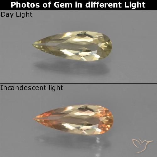 0.82ct Natürlicher Erdiges Gelb Farbwechselnder Diaspor, Birnenform, VVS-VS