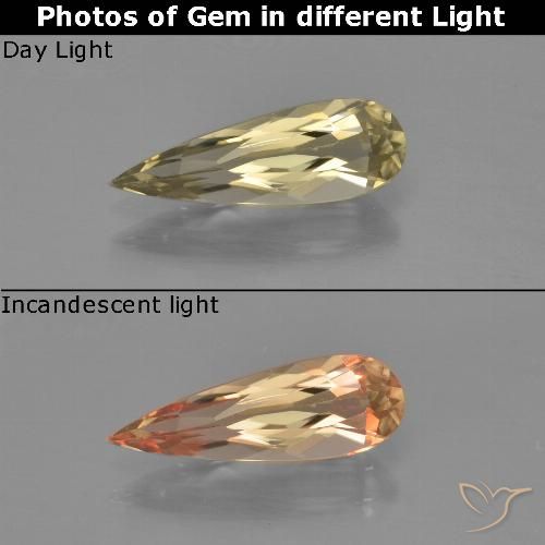 1.03ct Natürlicher Erdiges Gelb Farbwechselnder Diaspor, Birnenform, VVS-VS