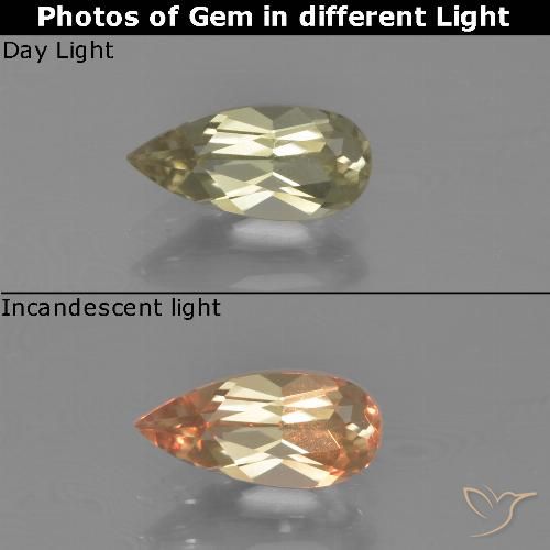 0.86ct Natürlicher Sehr helles Gelb Farbwechselnder Diaspor, Birnenform, VVS-VS