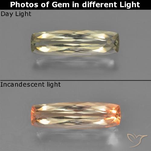 1.30ct Natürlicher hellgelb Farbwechselnder Diaspor, Kissen, VS
