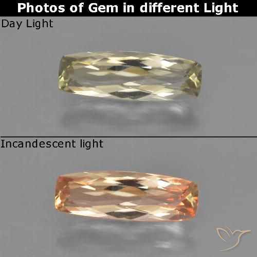 1.36ct Natürlicher hellgelb Farbwechselnder Diaspor, Kissen, VVS-VS