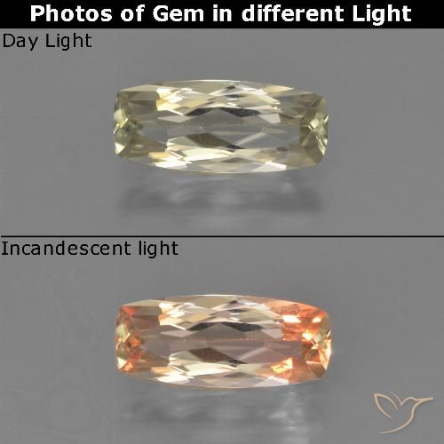 1.27ct Natürlicher Sehr helles Gold-Gelb Farbwechselnder Diaspor, Kissen, VVS