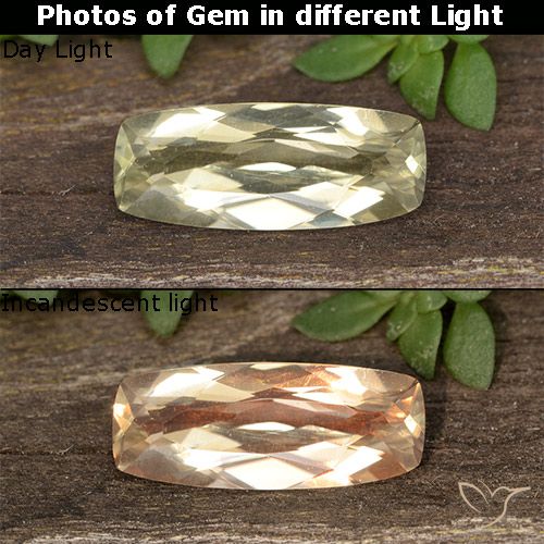 1.18ct Natürlicher hellgelb Farbwechselnder Diaspor, Kissen, VVS