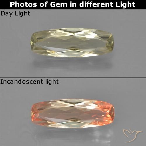 1.10ct Natürlicher Blasses Gelb Farbwechselnder Diaspor, Kissen, VS