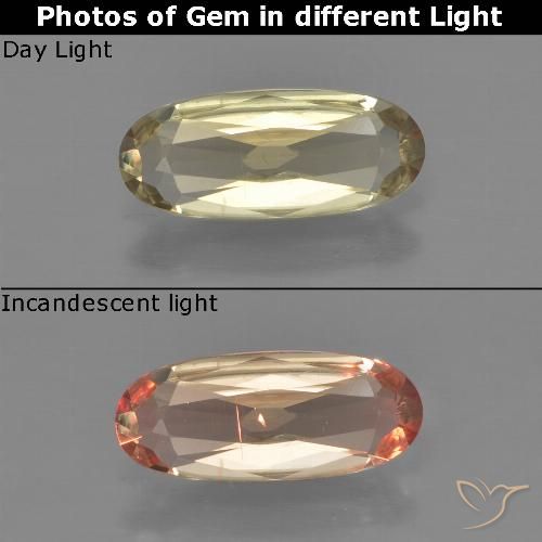 0.87ct Natürlicher Warmes Gelb Farbwechselnder Diaspor, Oval, VS