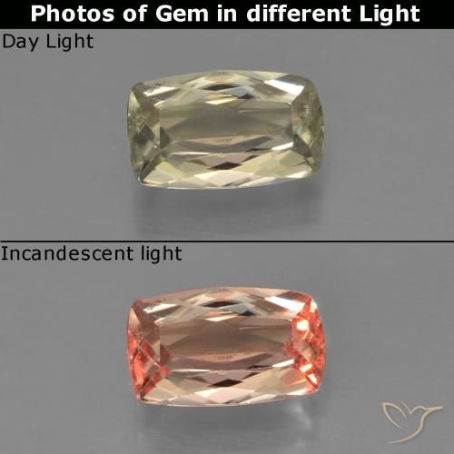 0.95ct Natürlicher Bräunliches Gelb Farbwechselnder Diaspor, Kissen, VVS-VS