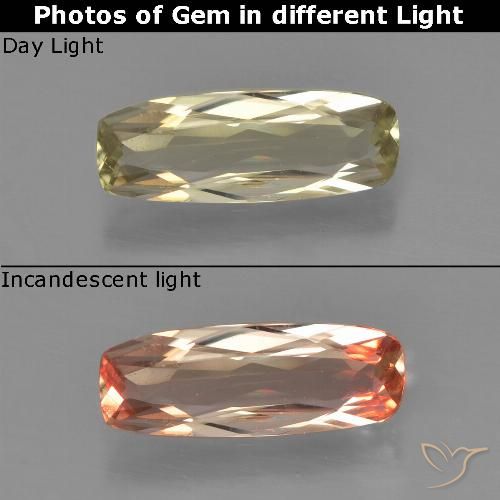 0.90ct Natürlicher Warmes Gelb Farbwechselnder Diaspor, Kissen, VS