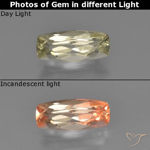 0.93ct Natürlicher Sehr blasses Gelb Farbwechselnder Diaspor, Kissen, VS