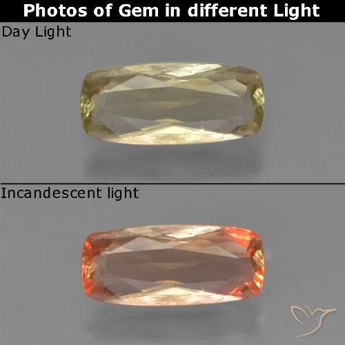 0.95ct Natürlicher Warmes Gelb Farbwechselnder Diaspor, Kissen, VS