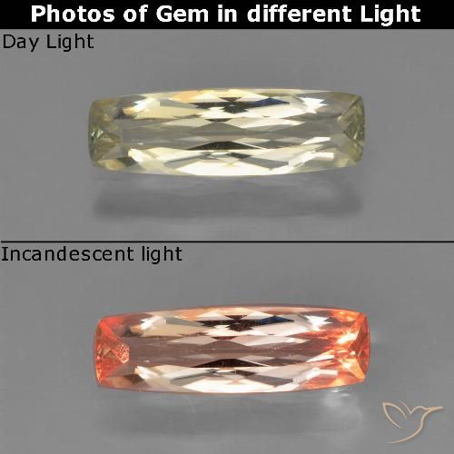 0.87ct Natürlicher Sehr helles Gelb Farbwechselnder Diaspor, Kissen, VS
