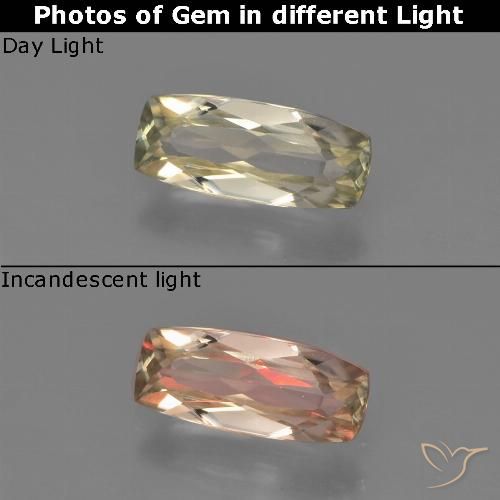0.64ct Natürlicher Sehr helles Gold-Gelb Farbwechselnder Diaspor, Kissen, VVS
