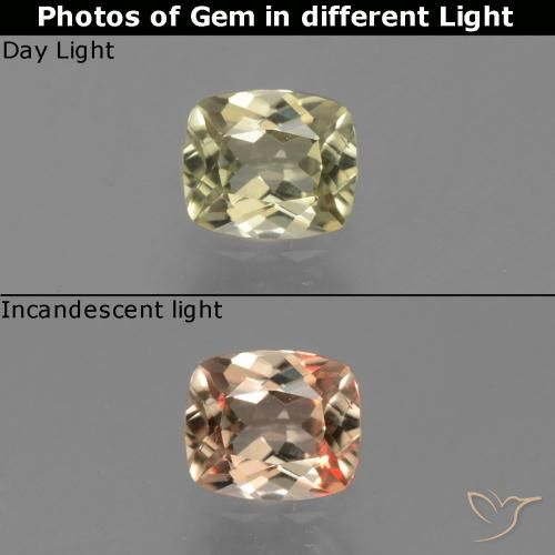 0.70ct Natürlicher Sehr helles Gold-Gelb Farbwechselnder Diaspor, Kissen, VVS-VS