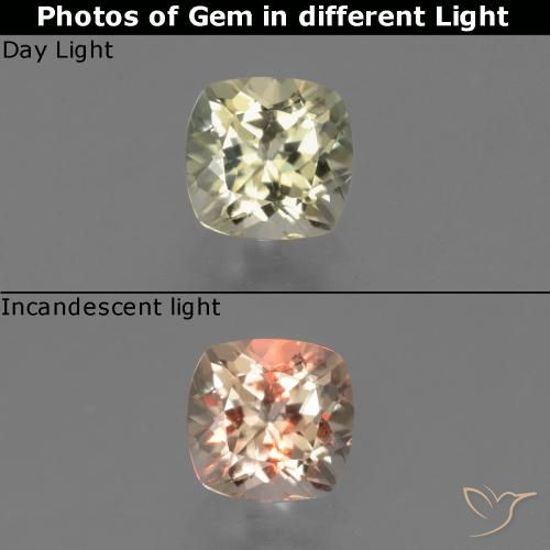 0.80ct Natürlicher Sehr helles Gold-Gelb Farbwechselnder Diaspor, Kissen, VVS-VS