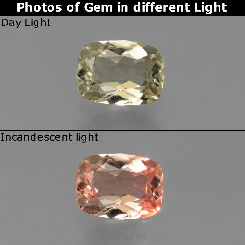 9,17 ctw natürlicher Sehr helles Gold-Gelb Farbwechselnder Diaspor, Kissenschliff, VVS-VS