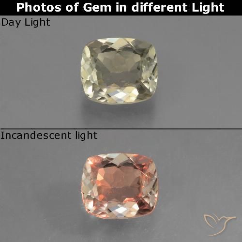 0.62ct Natürlicher Sehr helles Gold-Gelb Farbwechselnder Diaspor, Kissen, VVS