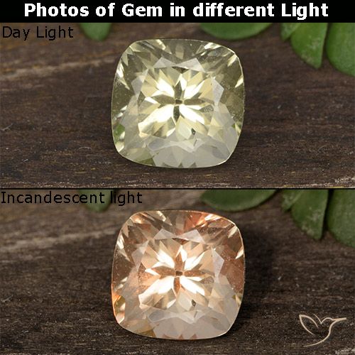 0.81ct Natürlicher Sehr helles Gelb Farbwechselnder Diaspor, Kissen, VVS-VS
