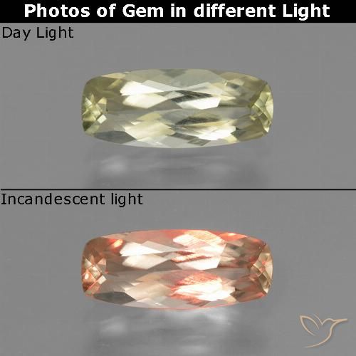 0.96ct Natürlicher hellgelb Farbwechselnder Diaspor, Kissen, VVS-VS