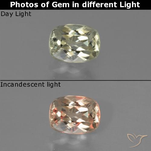 0.77ct Natürlicher Blasses Gelb Farbwechselnder Diaspor, Kissen, VVS