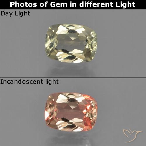 0.86ct Natürlicher Sehr helles Gelb Farbwechselnder Diaspor, Kissen, VS