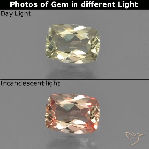 0.63ct Natürlicher hellgelb Farbwechselnder Diaspor, Kissen, VVS-VS